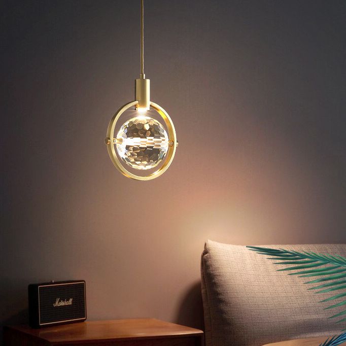 Accesorios de iluminación colgante de esfera de estilo de lujo modernos Cristal 1 luces de techo colgantes