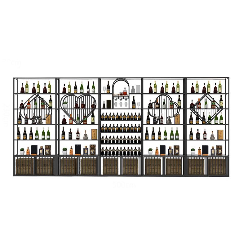 Luxury Freestanding Wine Bottle Rack Metal with Storage Shelves Bottle Holder