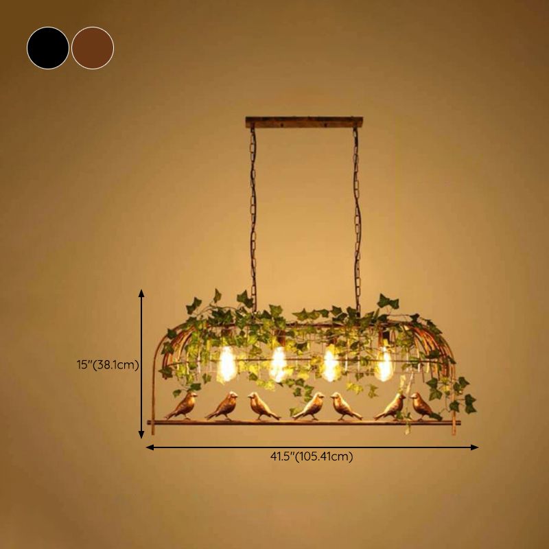 Multi - Light Iron Kitchen Island Pendant in Black / Antique Brass Ceiling Lighting