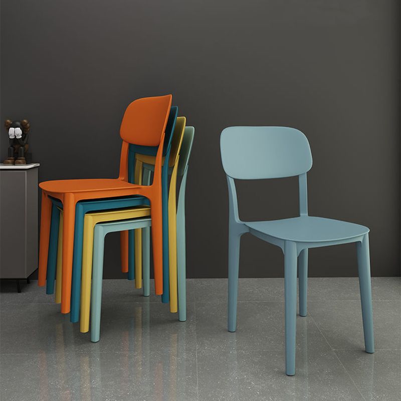 Scandinavian Open Back Dining Chairs Plastic Armless Dining Side Chair