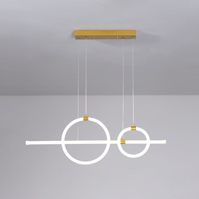 Geometric Island Lights Modern Pendant Chandelier Metal 3 Light Island Lamp in White for Dining Room