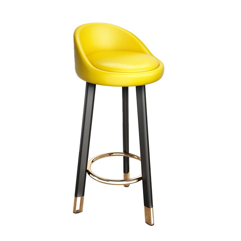 Modern Armless Backrest Counter Stool Steel Single Bar Stool with Cushion and Pedal