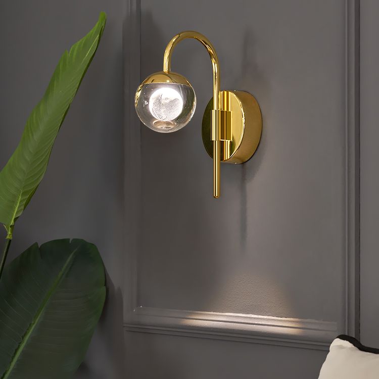 Iluminación de pared de 1 luces de oro de 1 luces de estilo moderno de cristal de cristal Ideas de iluminación de pared
