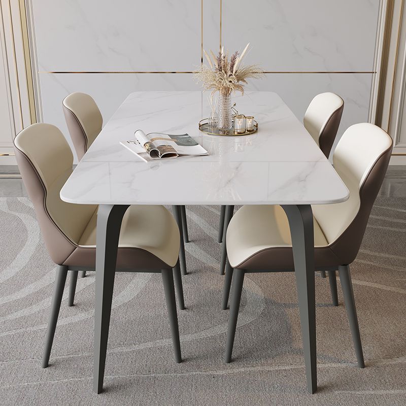Rectangle Dining Site Table Contemporary Style Stone Furniture with 4 Legs