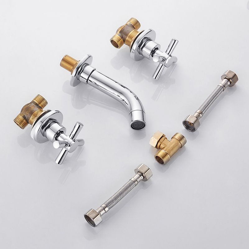 Modern Cross Handle Faucet Solid Color Wall Mounted Bathroom Faucet
