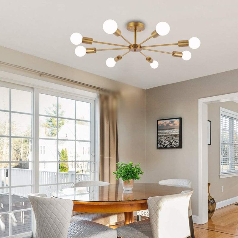 Metal Sputnik Shape Flush Mount Lights Modern Multi Light Flush Mount Light Fixtures