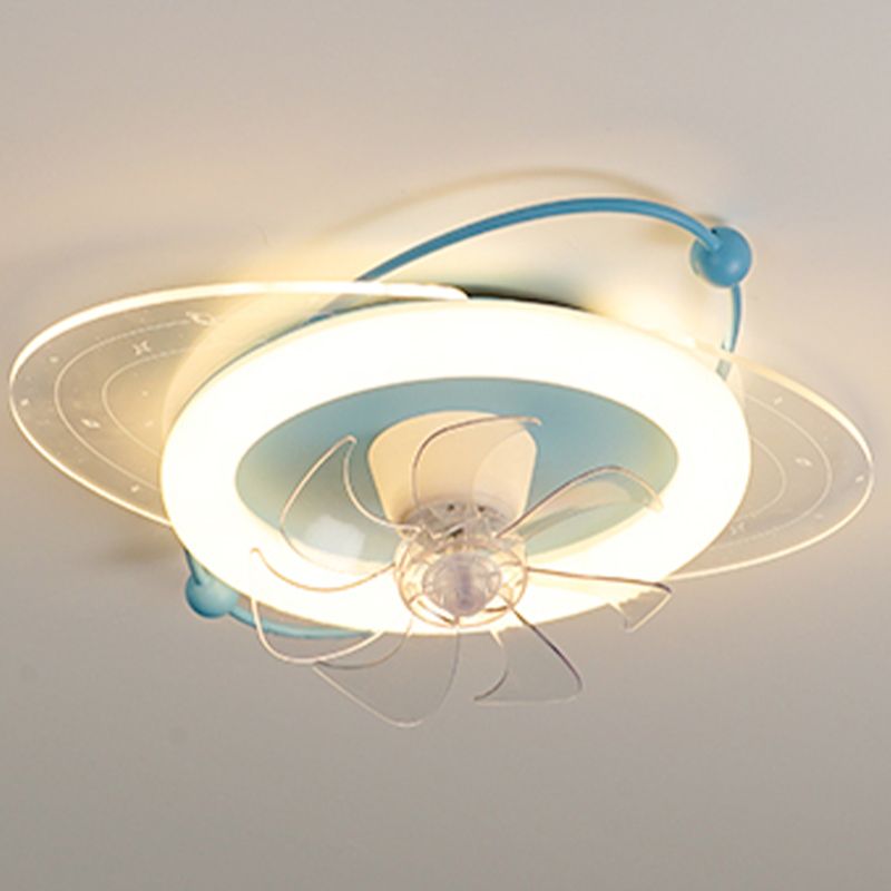7-Blade Ceiling Fan Children Metallic Pink/Blue Fan with Light for Room