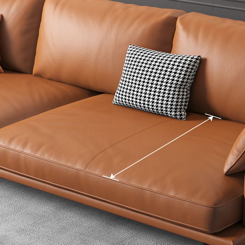 Modern Sofa with Bolster Pillows 31.5"High Square Arm Sofa with Hair Pin Legs, Dark Brown