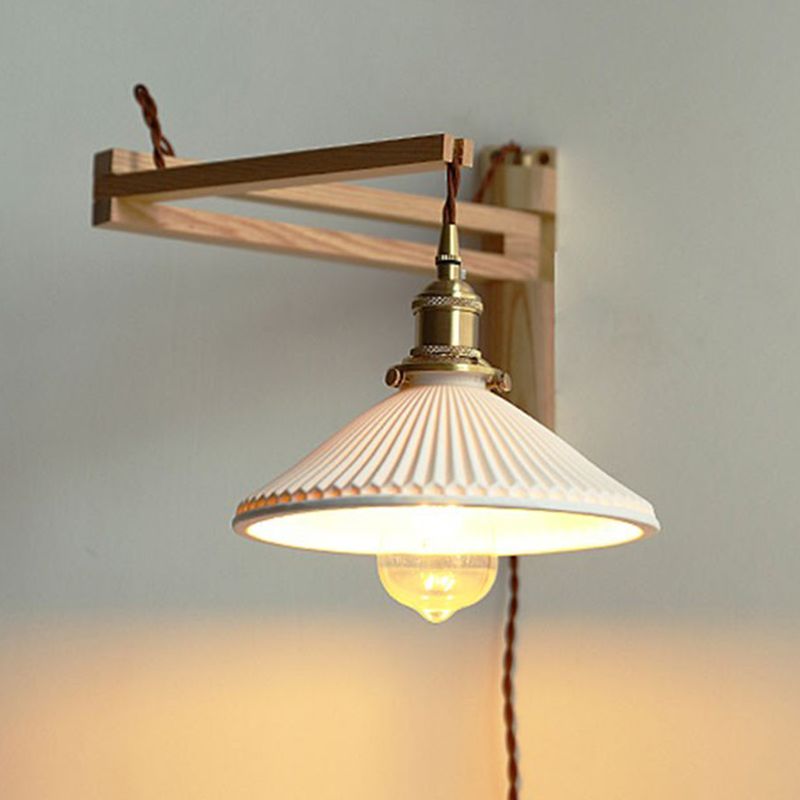 Moderner Stil Geometrischer Wandleuchten Holz 1 Lichtwandmontierte Beleuchtung