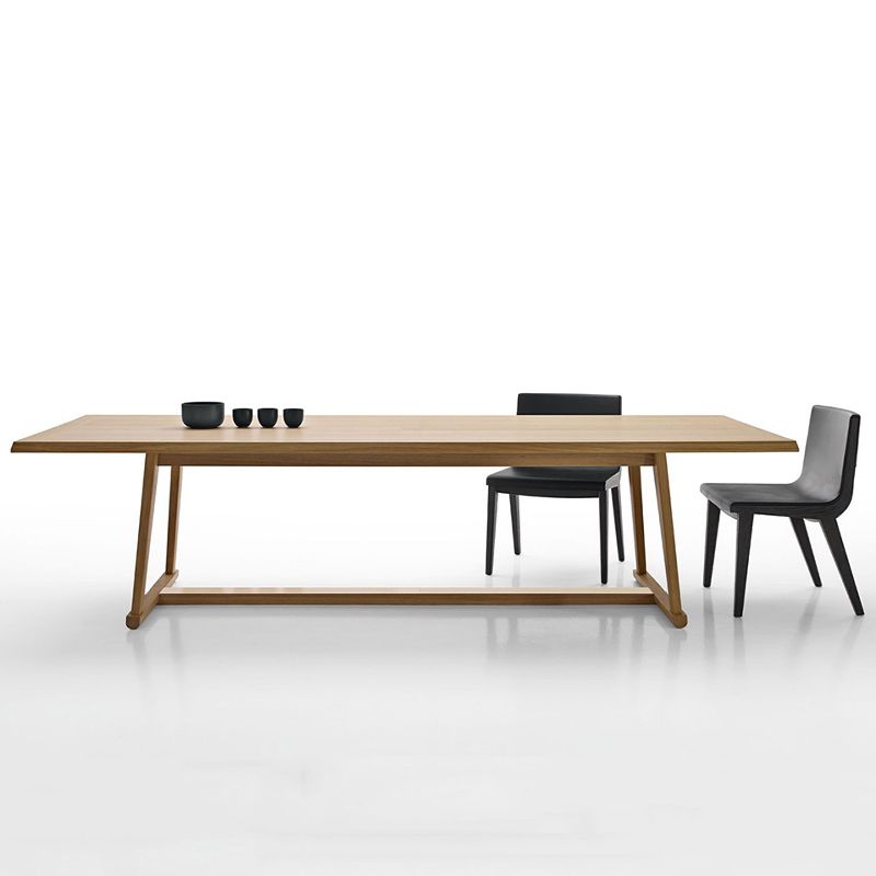 Modern Solid Wood Table for Restaurant Rectangle Dining Table with Trestle Base