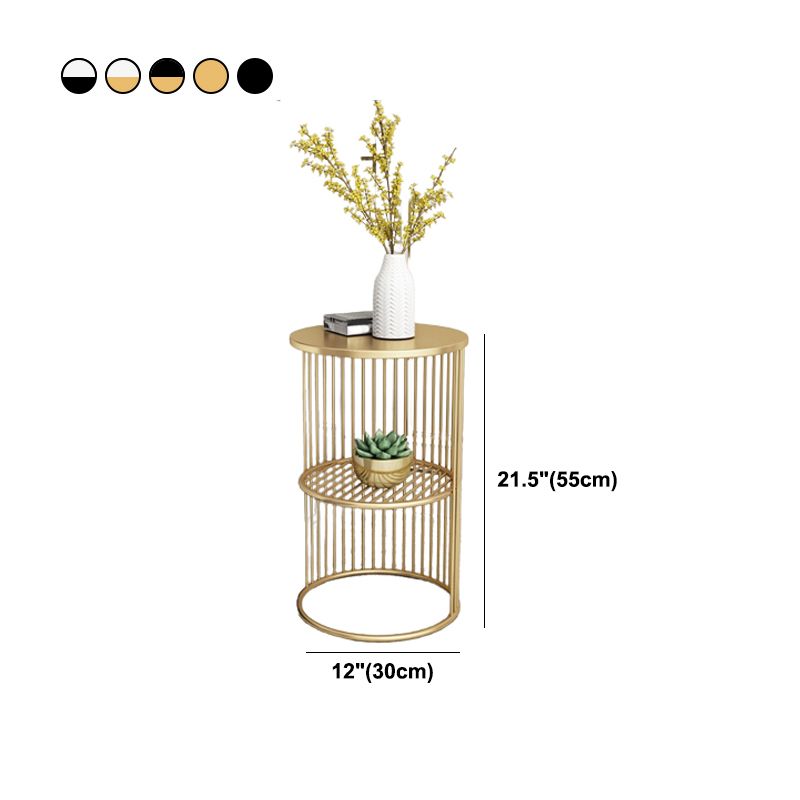 Modern Style Round Slate Table Plate Metal Frame Base Coffee Table