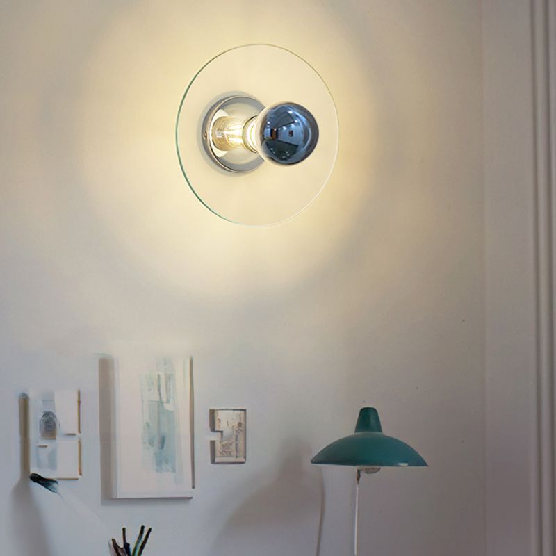 Nordic Style Wall Light Round Shape Wall Lamp with Iron Base for Bedroom