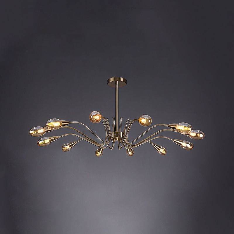 Lámpara de lámpara de lámpara de estilo posmoderno lámpara colgante de vidrio dorado para sala de estar