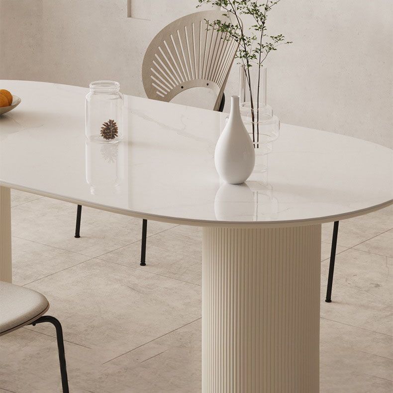 Dining Room Dinner Kitchen Table Double Pedestal Stone Oval Dining Table