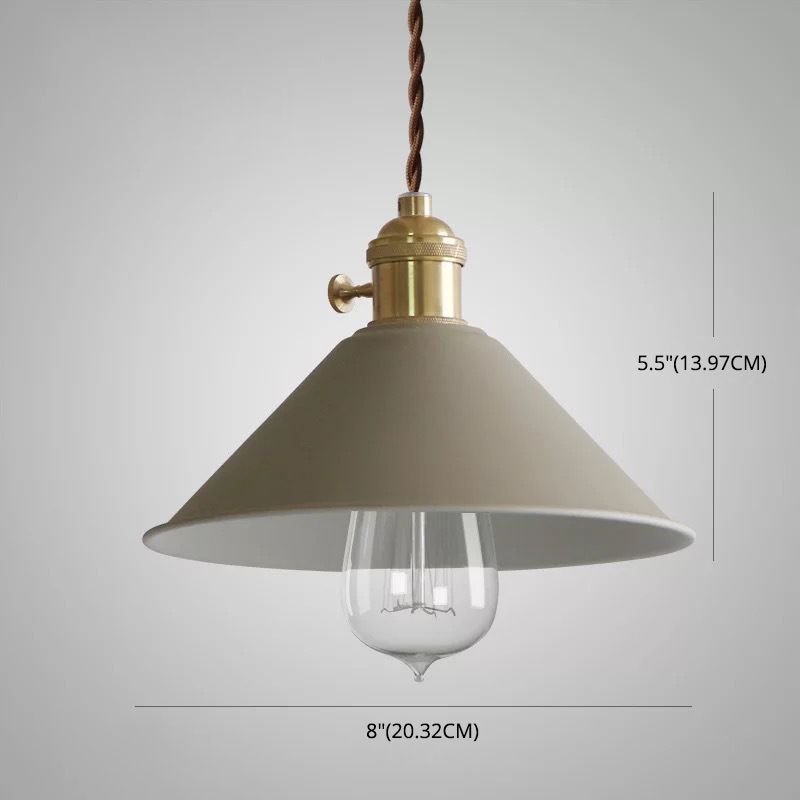 7.8 "brede Noordse stijl Macaroon Hanglight metalen kegel schaduw enkele lampverlichtingshanger met messing roterende schakelaar