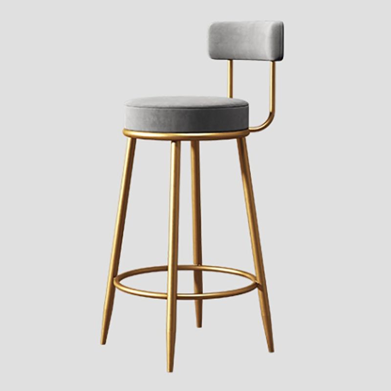 Nordic Glam Style Bar Stool Round Counter Bar Stool with Metal Legs