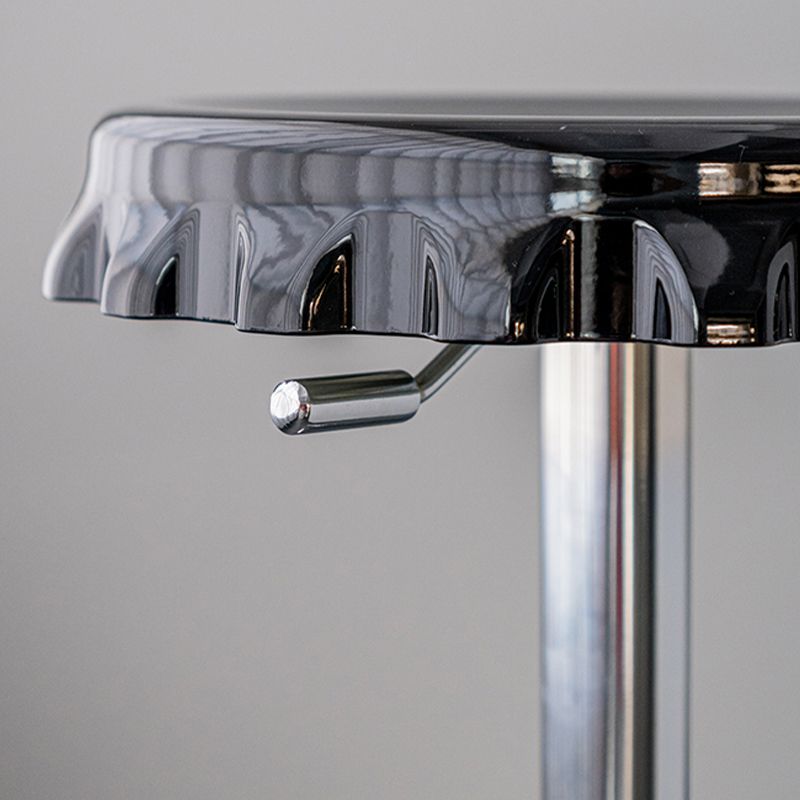Contemporary Adjustable Backrest Counter High Stool with Metal Base