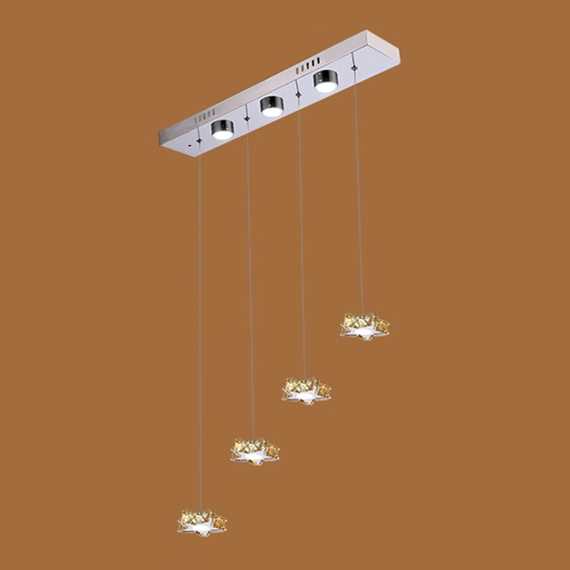 K9 Crystal Star LED Ceiling Light Minimalist Stainless-Steel Hanging Pendant Light