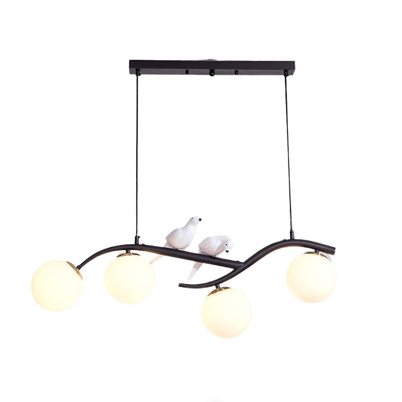 4-Lights Island Light Modern Style Island Hanging Light with Glass Shade for Living Room
