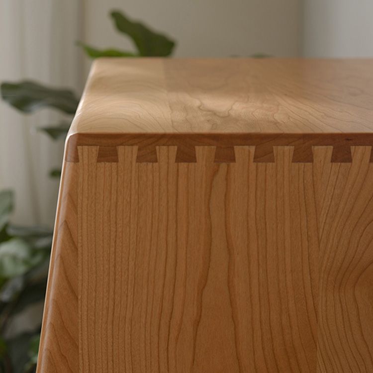 Contemporary Cabinet Solid Wood with Glass Doors and Drawers Accent Cabinet