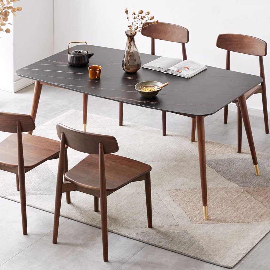 Modern Standard Height Furniture 5/7 Pcs Solid Wood 4 Legs Dinette Table with Chair