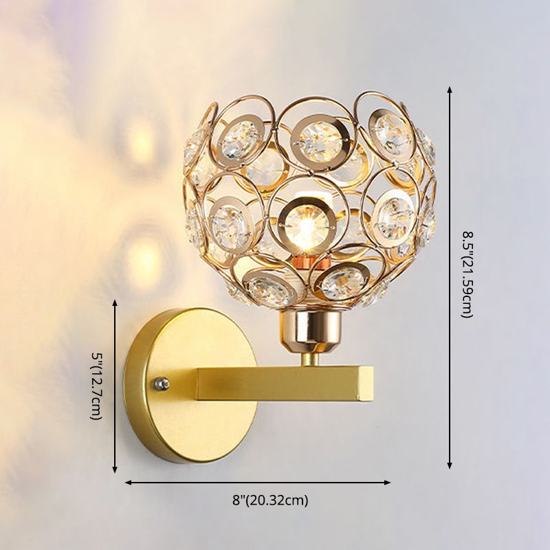 Hollowed-out Crystal Wall Sconce Minimalist 1-Light Wall Lighting for Foyer