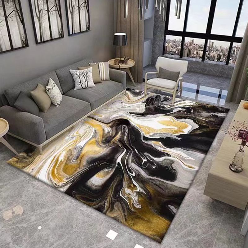 Modern Abstract Ink Carpet Living Room Polyester Carpet Non-slip Area Rug