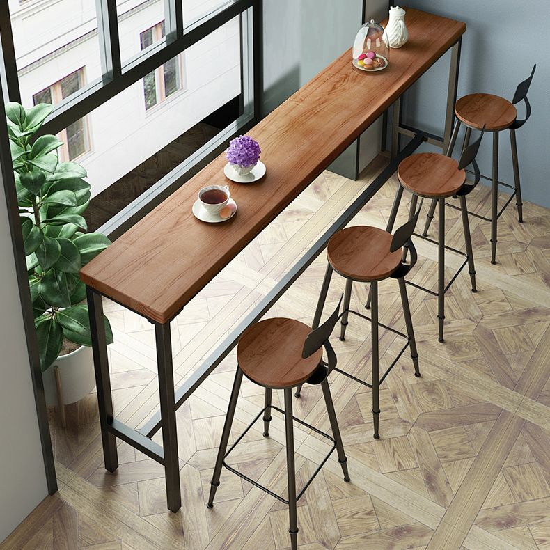 Industrial Rectangle Solid Wood Bar Table Set 1/3/4/5/9 Pieces Counter Table with Stools