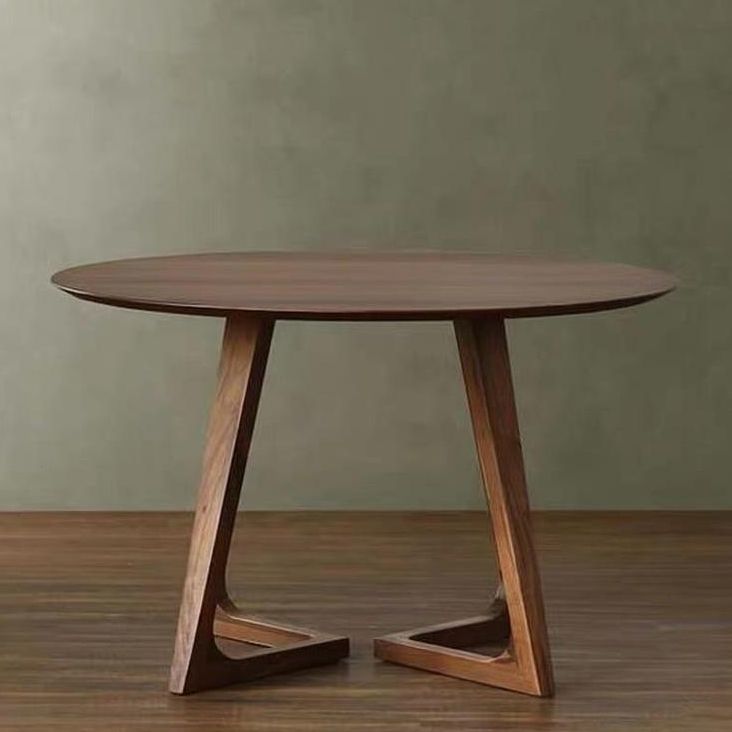 Modern Solid Wood Dining Room Collection Double Pedestal Dining Table in Walnut