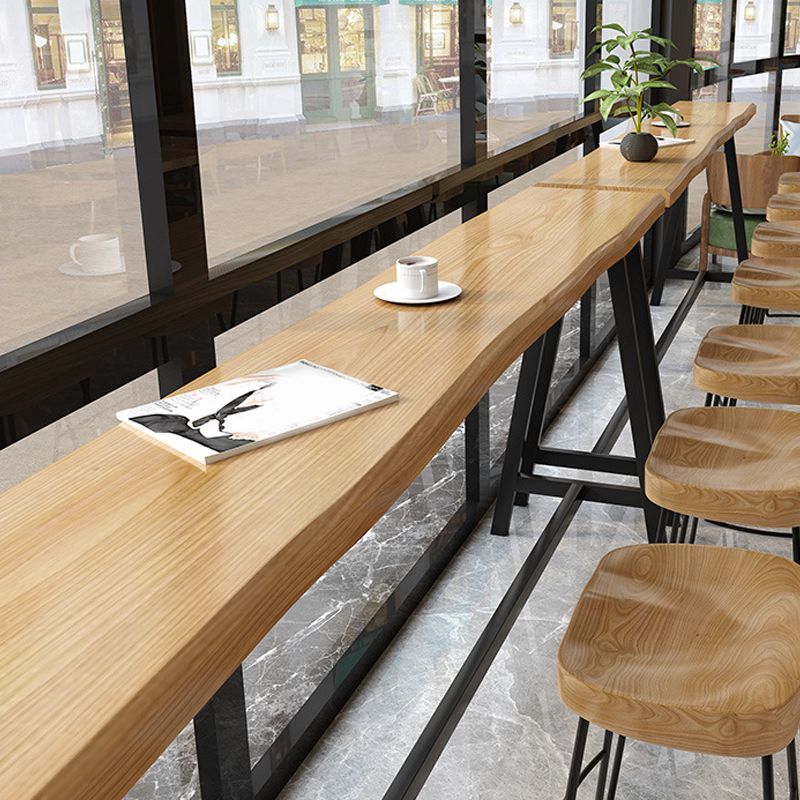 Rectangular Bar Height Table Black Legs and Metal Base Bistro Pub Table