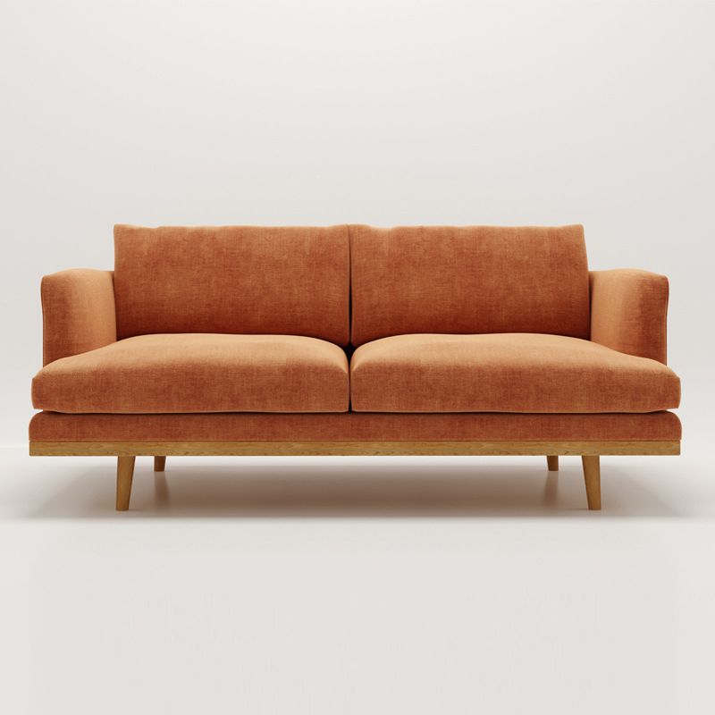 Noord-Europese houten 2/3-zits sofa houten benen vierkante armbank