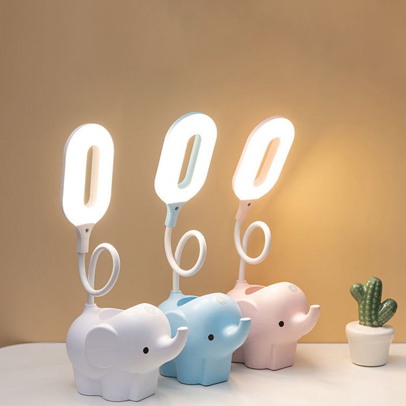 Lámpara de mesa de lectura creativa moderna Luz de mesa de elefante de 1 luz con puerto USB