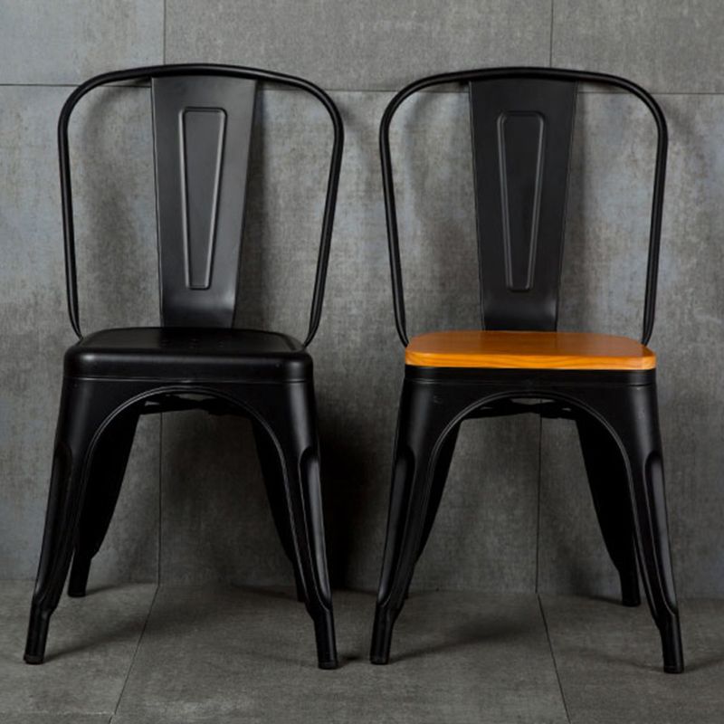 Industrial Dining Room Chair Slat Back Side Chair with Metal Legs for Home Use