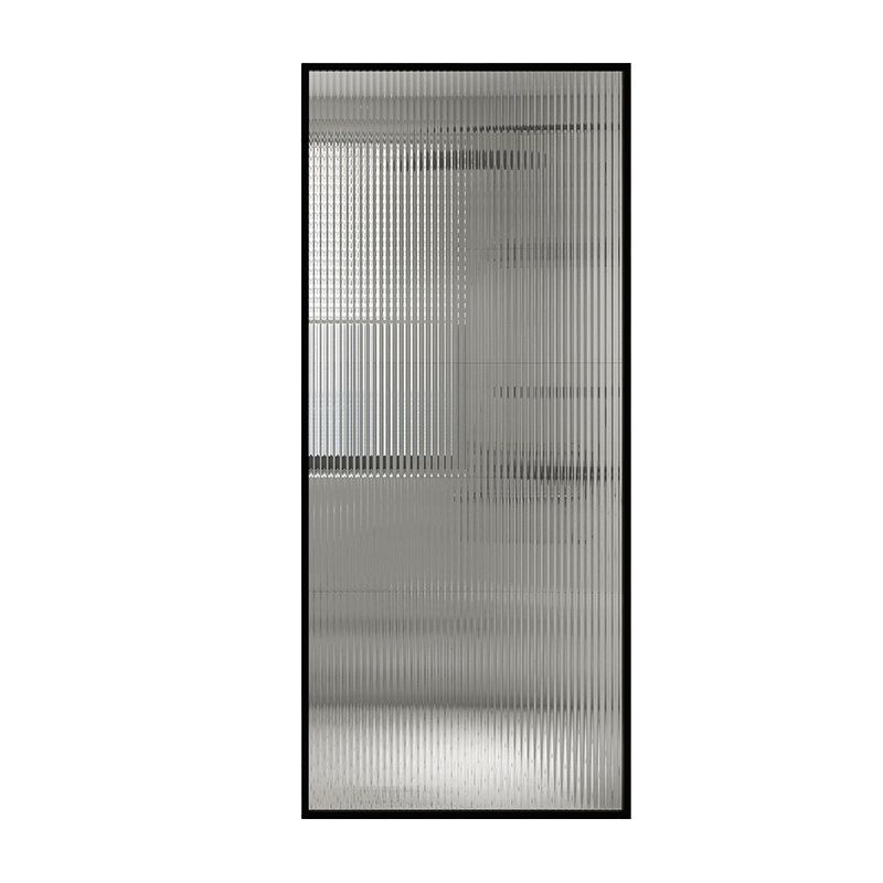 Patterned Fixed Glass Panel Matte Black Fixed Glass Panel with Square Hardware