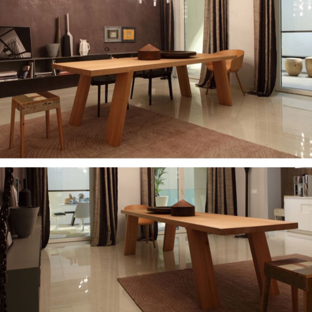 Mesa de comedor rectangular industrial de madera maciza Mesa superior de madera con patas