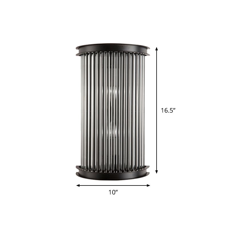 Mur à demi-cylindre noir minimalisme minimalisme 2 bulbes Crystal Strip Wall Lampe pour le chevet
