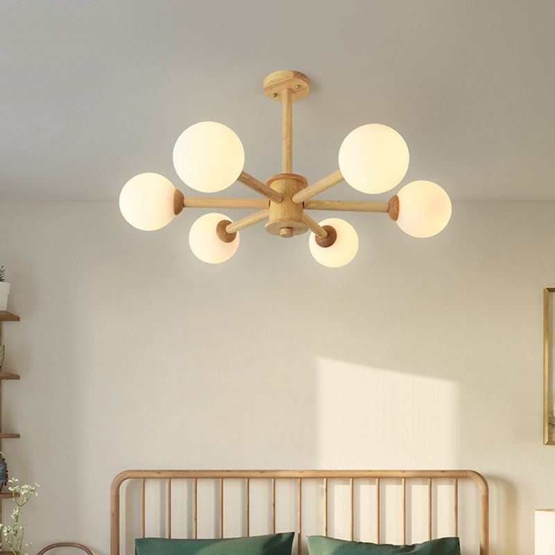 Light de lustre Globe Chandelier Light moderne la lampe de lustre en bronze beige moderne avec teinte en verre