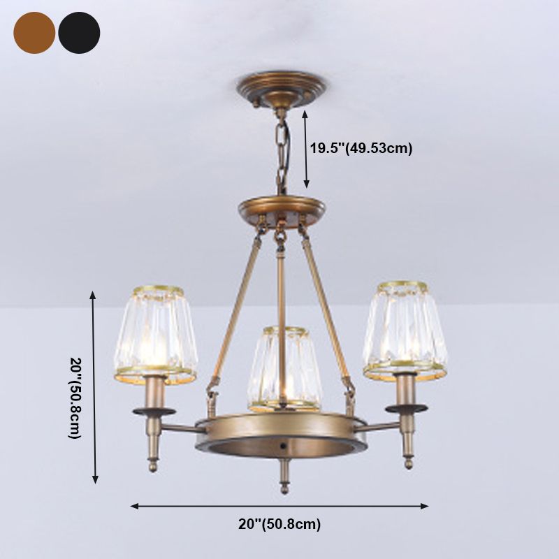 Conical Clear Crystal Pendant Chandelier Rustic Multi Lights Suspension Pendant Light