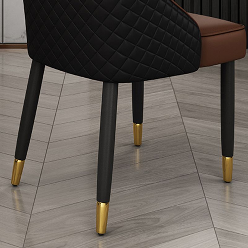 Solid Back Dining Arm Chairs Leather Upholstered Dining Armchairs (Set of 2)