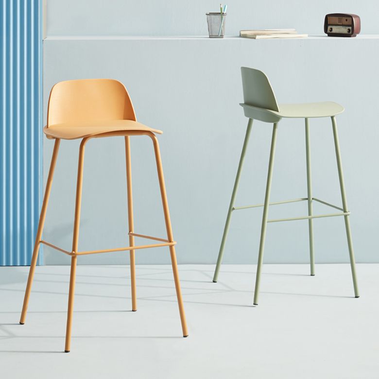 Milk Tea Shop Footrest Scandinavian Stool Matte Finish Plastic Barstool