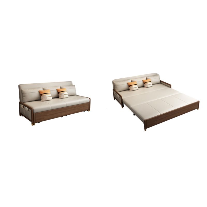Armless Contemporary Faux Leather Convertible Bed Settee with 2 Pillows