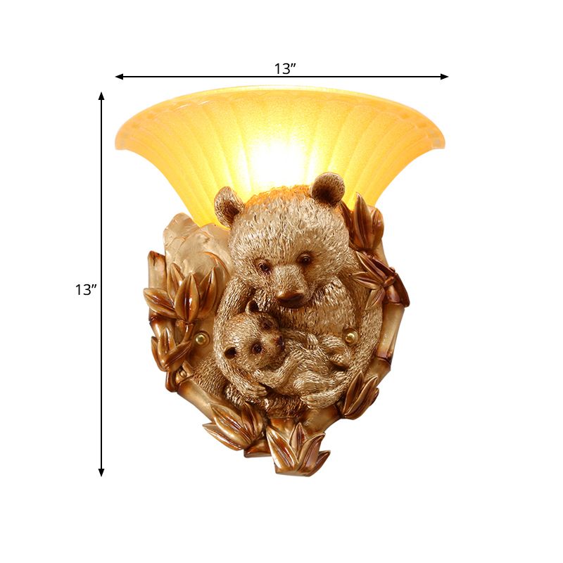 Resin Bear Mom and Baby Sconce Light Vintage 1-Light Golden Wall Mount Lighting Ideas