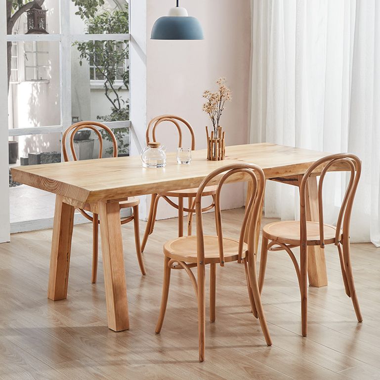 Rectangle Wood Dining Table Modern Pine Table in Nature with 4 Legs for Restaurant