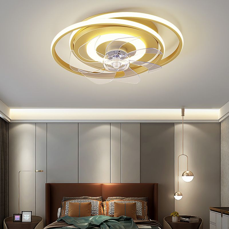 Modern Gold LED Fan Light Metal Multi Light Flush Mount Light for Living Room