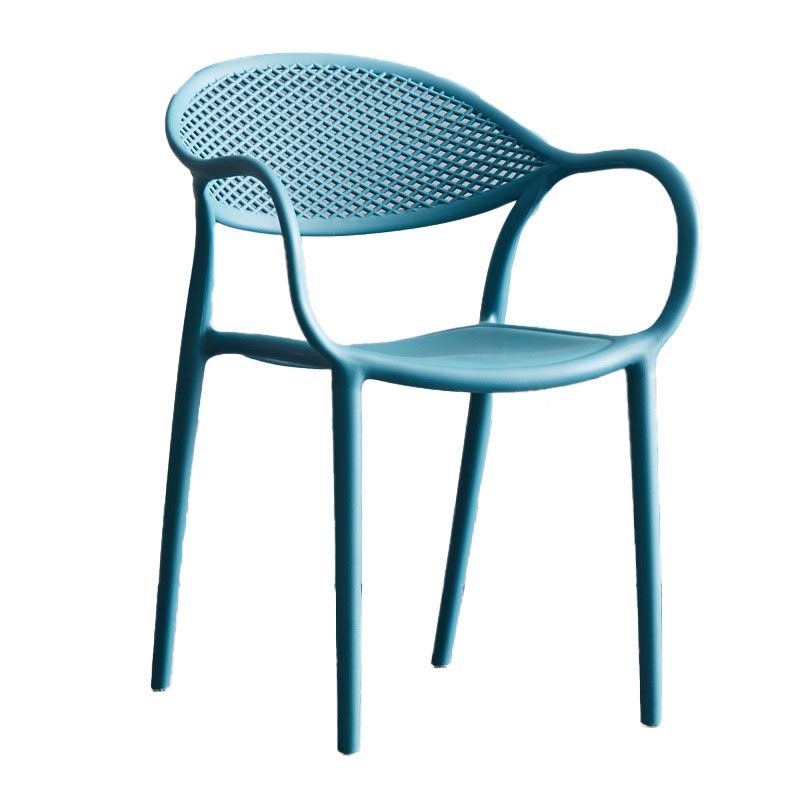Contemporary Stackable Chair Open Back Kitchen Arm Chair with Plastic Legs