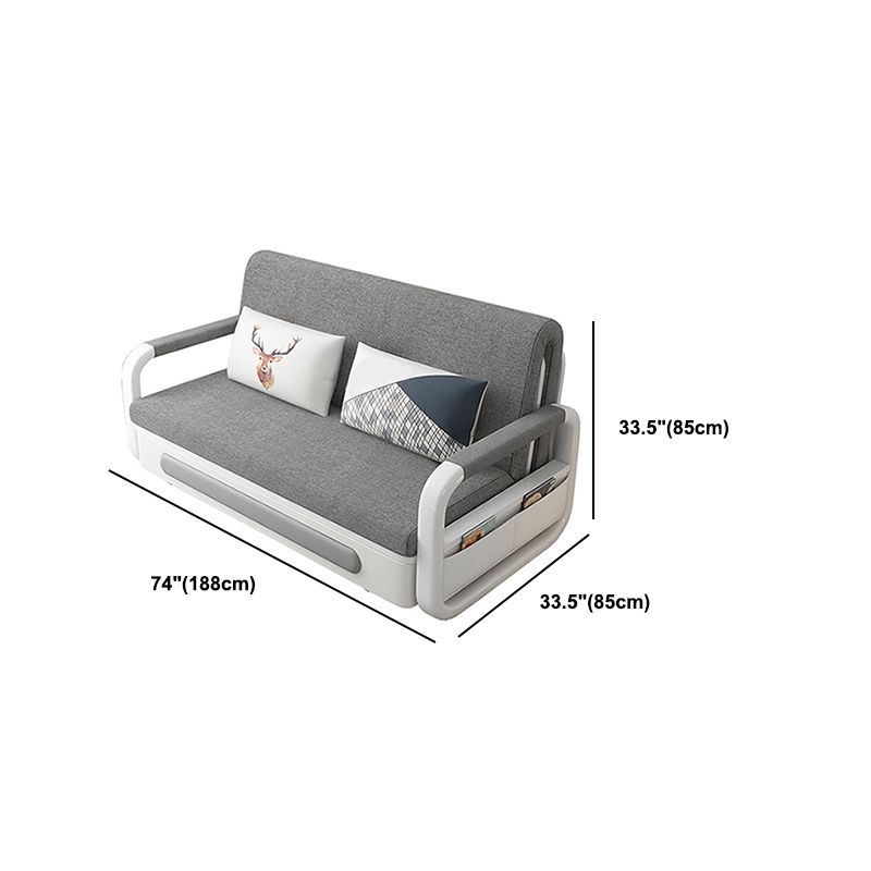 33.46" WideLinen Square Arm Sofa Bed Stain Resistant Convertible Sofa