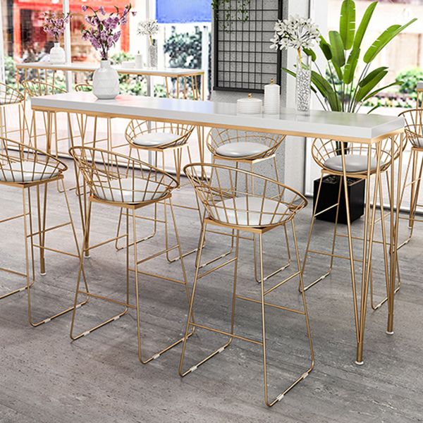 Modern White Wooden Bar Table Rectangle Dining Table with 4 Legs