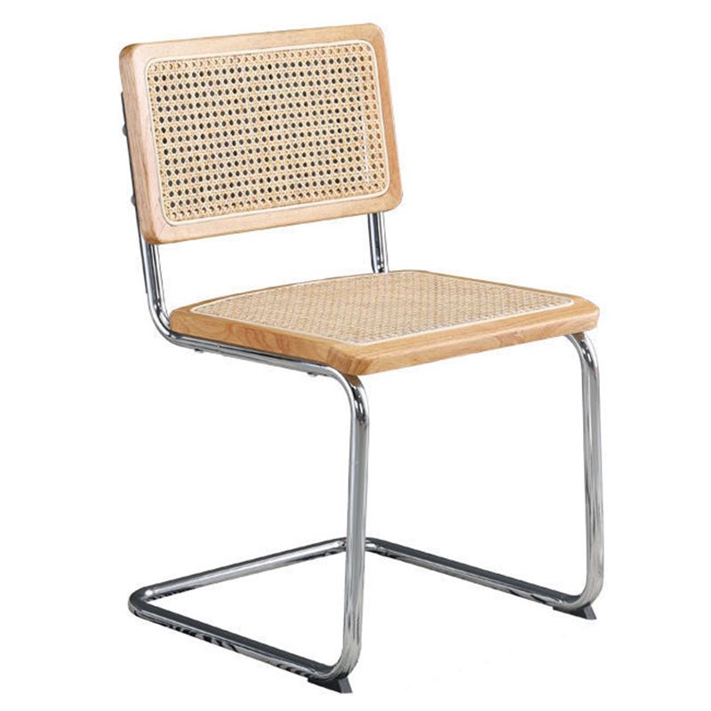 Metal Side Chair Modern Style Open Back Armless Chair with Silver Leg