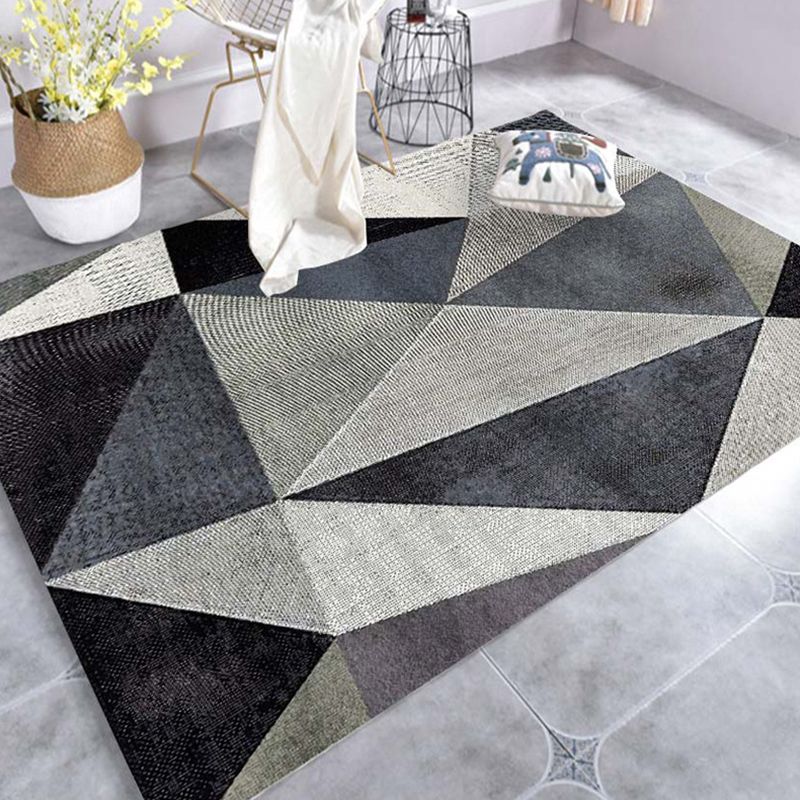 Modern Geo Pattern Rug Multi Colored Cotton Blend Area Carpet Non-Slip Pet Friendly Indoor Rug for Parlor