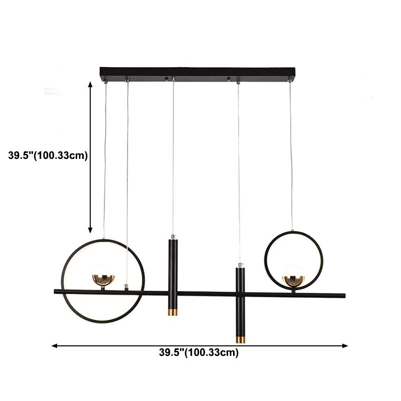Black Geometrical over Island Lighting Simplicity Aluminum LED Hanging Lamp